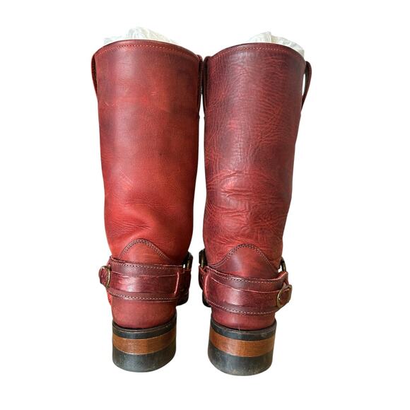 Frye Vintage Red Leather Square Toe Harness Boots 8 - Picture 5 of 12